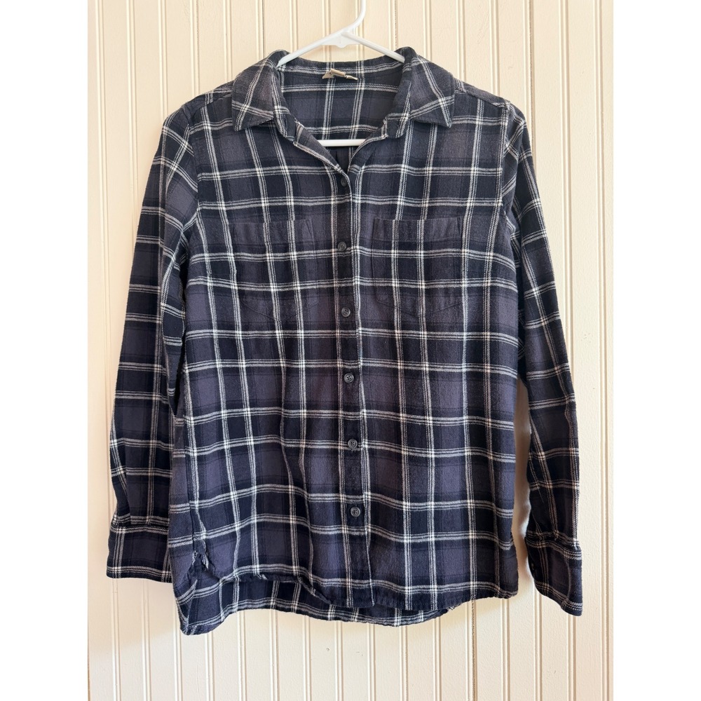Woolrich Womens Black Plaid Flannel Button‎ Down Shirt Cotton Size Small